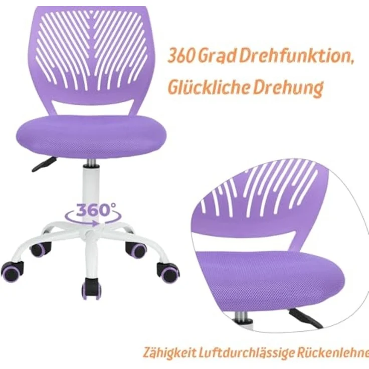 FurnitureR Kinder Sessel Drehstuhl Höhenverstellbar Drehbar 360 Grad Stuhl mit Rückenlehne Stoff SGS Gasfeder Bunte PU Rollen – Bild 5