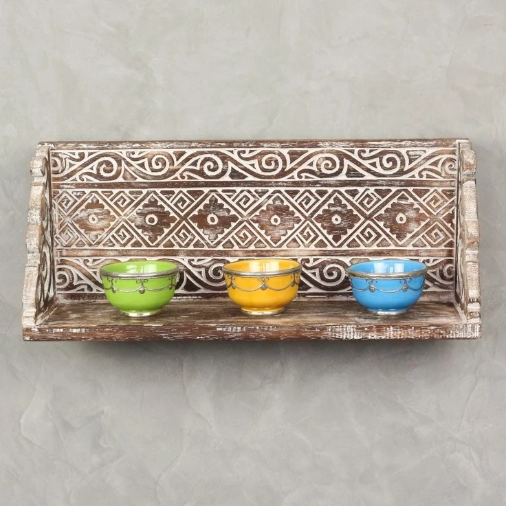 Oriental Galerie Wandregal Wandregal Wandbrett beidseitig verwendbar braun, Hängeregal Schweberegal Wandboard zum aufhängen Dekoregal – Bild 1