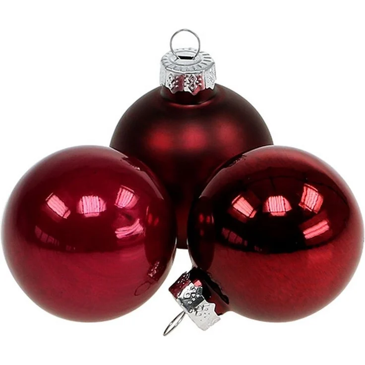 Viana Weihnachtsbaumkugel Weihnachtskugel Set Glas Bordeaux matt & glänzend, Ø6cm, 24, 24 Stück – Bild 4