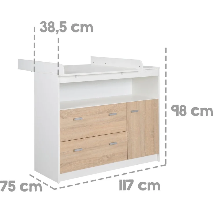 roba Wickelkommode 'Gabriella' - inkl. Wickelansatz - 2 Schubladen - Wickelhöhe 90 cm - Weiß – Bild 4