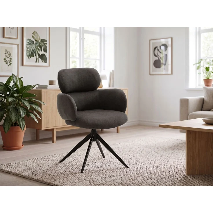 LC Home Esszimmerstühle »Soma« 6er Set Webstoff grau – drehbare Armlehnstühle & Polsterstühle – Bild 2