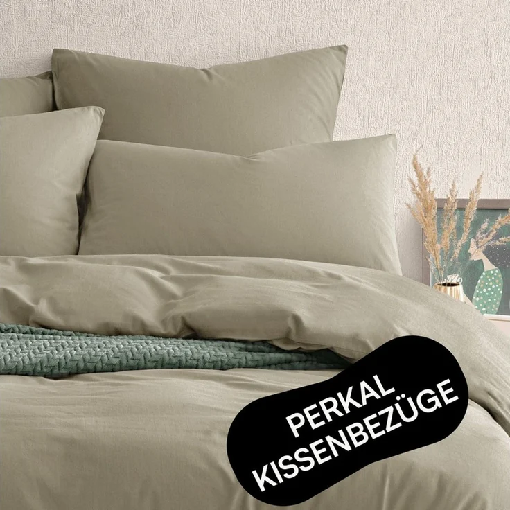 Seralino Kissenbezüge Perkal Kissenbezug (100% Baumwolle) weich angeraut, hautfreundlich, besonders weich & atmungsaktiv, BCI zertifiziert, mit Reißverschluss – Bild 5