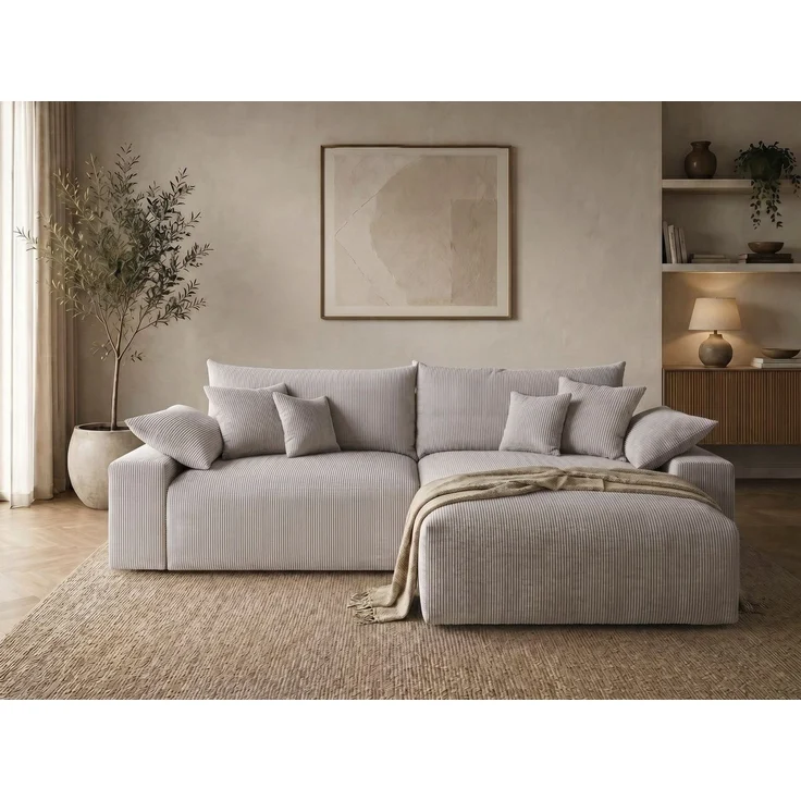 OTTO home Ecksofa Amici L-Form, B: 302 cm, Mega-Sofa in Boucle und Cord, Couch mit Federkern & 6 Zierkissen, frei stellbar – Bild 1