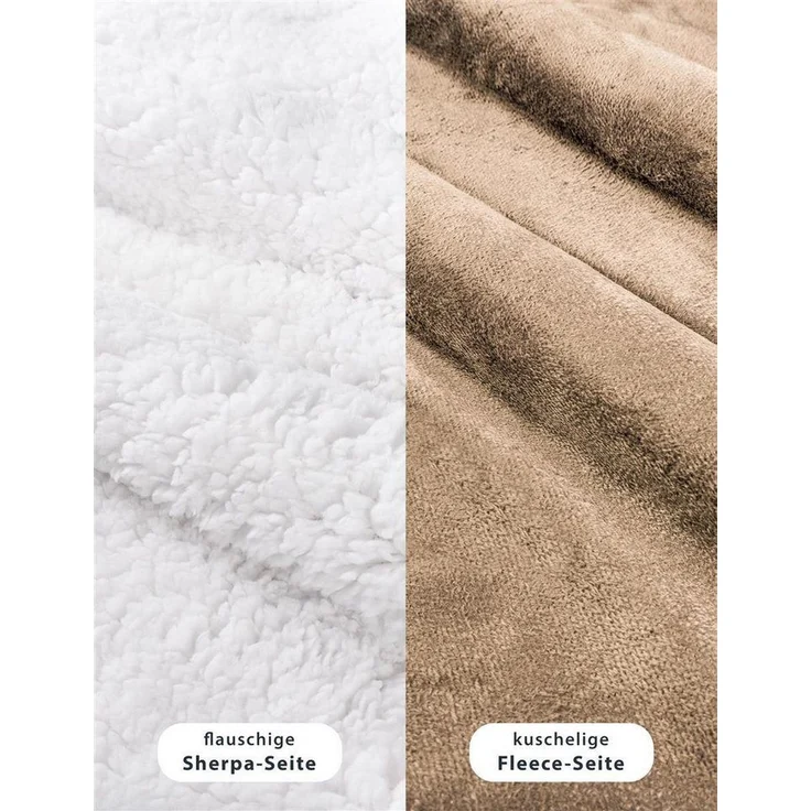 Wohndecke in Lammfell-Optik Kuscheldecke weich & flauschig - Sherpa Fleecedecke, Gräfenstayn, Warme Wolldecke & Sofaüberwurf Tagesdecke für Couch & Sofa – Bild 2