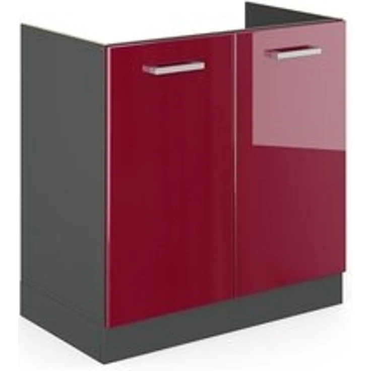 Spülenunterschrank R-Line Rot Hochglanz 80 cm ohne Arbeitsplatte Vicco – Bild 6