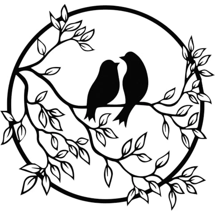 Wallity 'Birds In The Tree' Dekoratives Wandaccessoire aus Metall, Schwarz, 48 x 49,5 cm
