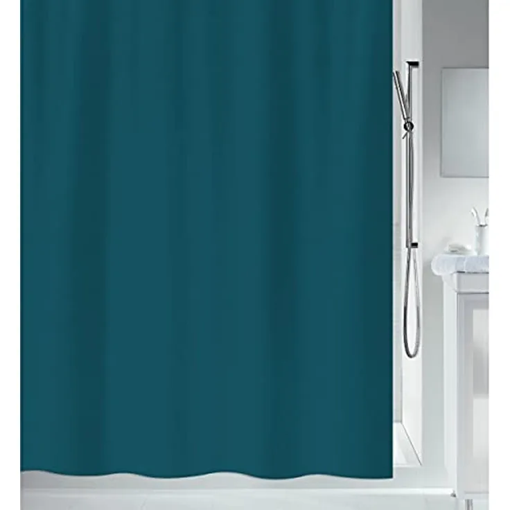 spirella Duschvorhang PRIMO Breite 240 cm, Anti-Schimmel Textil-Duschvorhang, Polyester, 240x180 cm, waschbar, petrol