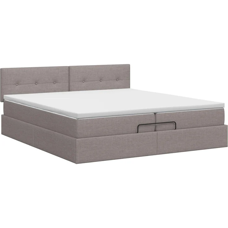 vidaXL Ottoman Bett mit Matratze mit Kopfteil Taupe 200 x 200 cm Stoff 3456355 – Bild 8