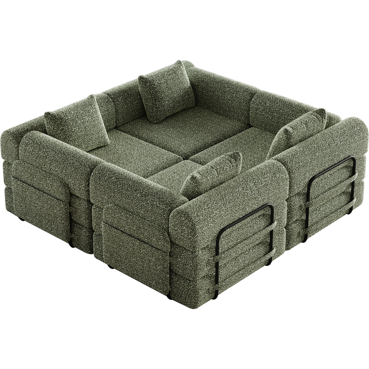 ZUBALIYA SchlafSofa mit LED - Beleuchtung, mit Ablageflächen, mit Chenille - Bezug, mit Samtbezug, mit breiten Armlehnen – Bild 7