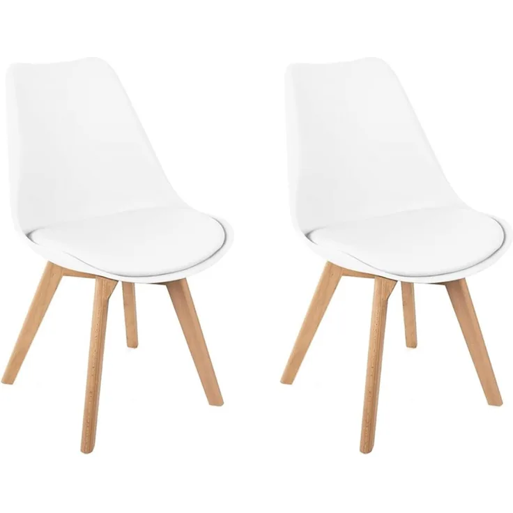 HJhomeheart Esszimmerstuhl 2er Set, Massivholzbeine, Abnehmbares Stuhlkissen, Küchenstuhl, Moderner Stuhl (Weiß-2)