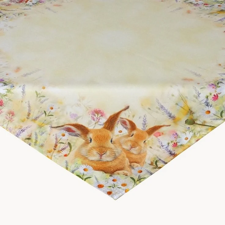 texpot Tischdecke Druck Osterhasen Wiese Ostern Frühling Tischläufer (1-tlg) – Bild 1