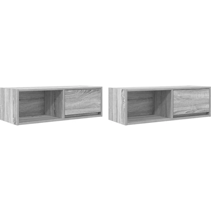 2 pcs TV-Schrank, Lowboard Grau Sonoma 80x31x25,5 cm Holzwerkstoff – Bild 2