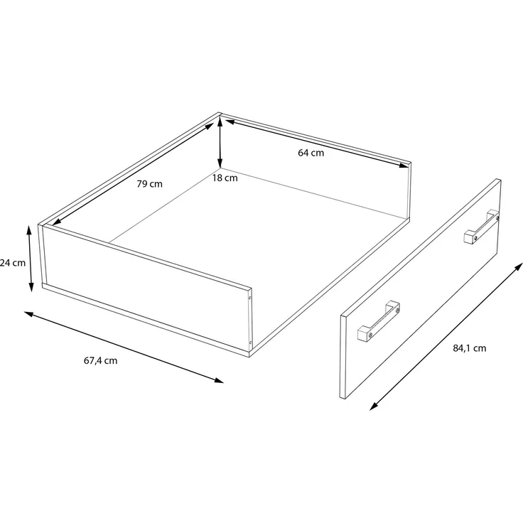 FORTE Clif Rollschublade für Bett, Holzwerkstoff, Braun, 84,1 x 24 x 67,4 cm – Bild 5