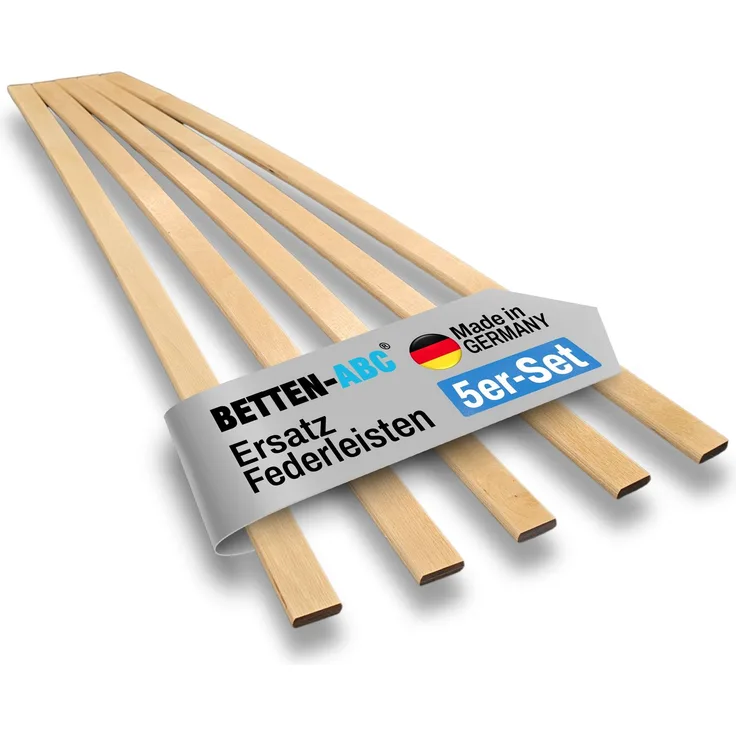 Ersatz Federholzleisten aus Schichtholz im 5er Set passend für viele gängige Lattenroste, Länge: Für 70 cm (680 mm), Breite / Farbe: 24 mm / Natur