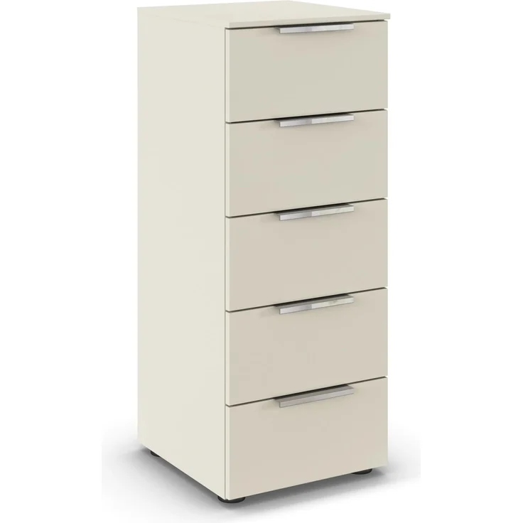 Rauch Möbel Flipp, Kommode für Schlafzimmer, Kinderzimmer, Wohnzimmer, Jugendzimmer, Flur, Garderobe, 5 Schubladen, mit Softclose Funktion, Farbe Beige, Breite 40 cm