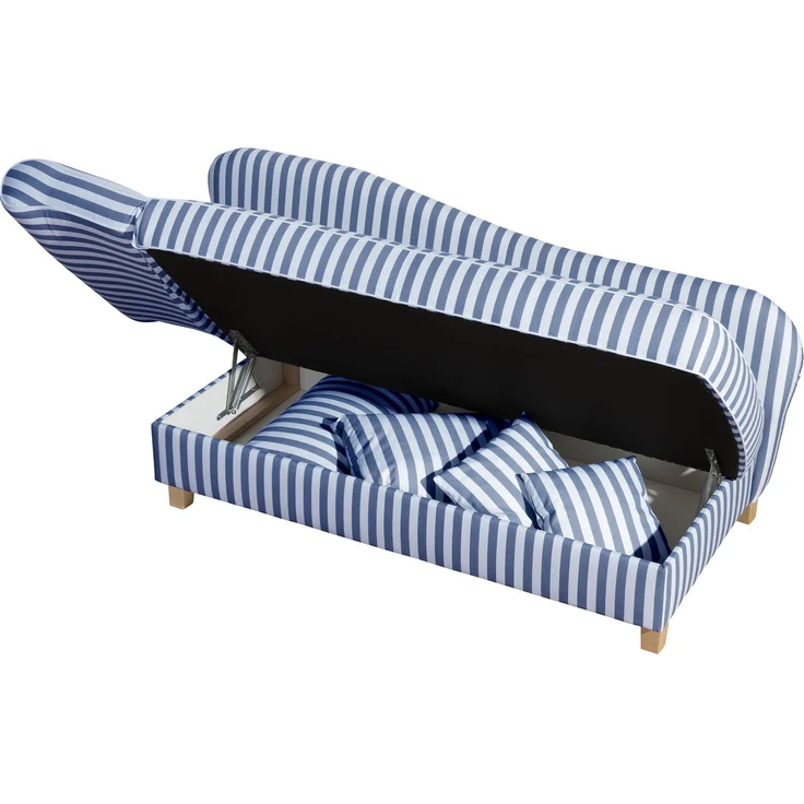 Max Winzer Recamiere mit Armteil links klappbar 'Selma', Flachgewebe blau, 82 cm x 88 cm x 190 cm – Bild 4