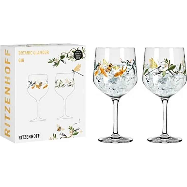 Ritzenhoff Botanic Glamour Gin-Gläser 2er Set Biene, Libelle