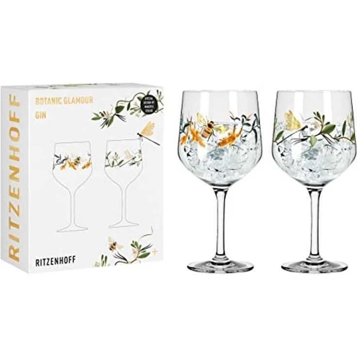 Ritzenhoff Botanic Glamour Gin-Gläser 2er Set Biene, Libelle – Bild 1