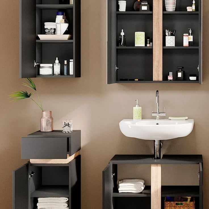 Badmöbel-Set Gloria Anthrazit 4-teilig Vicco – Bild 5