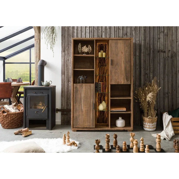 Schrank Akazie 118x40x180 natur lackiert BARK #101 – Bild 9