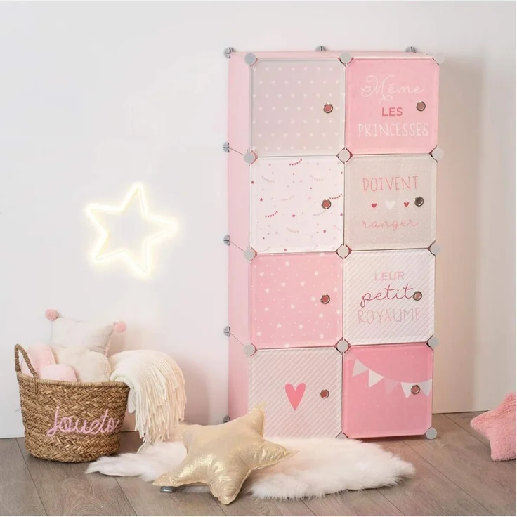 Atmosphera Kinderkleiderschrank, 64 x 31 x 124 cm, Rosa, 5 Fächer und 1 Kleiderstange – Bild 2