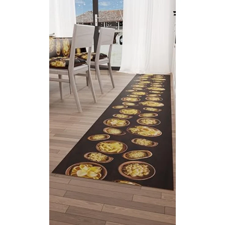 PETTI Artigiani Italiani - Teppich für Küche, rutschfest, Waschbar, Läufer für Küche, Küchenläufer, 52 x 100 cm, Design Nudeln Holz, 100% Made in Italy – Bild 1