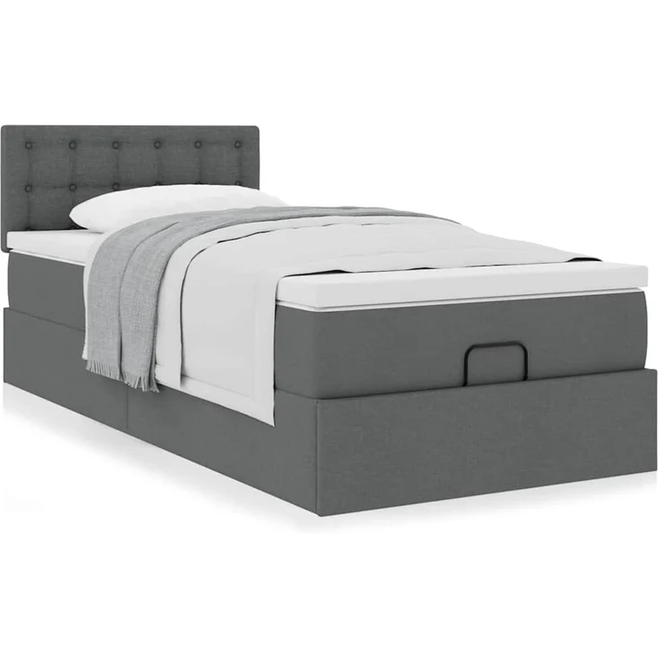 vidaXL Ottoman-Bett mit Matratze Dunkelgrau 90x200 cm Stoff 3311595 – Bild 12