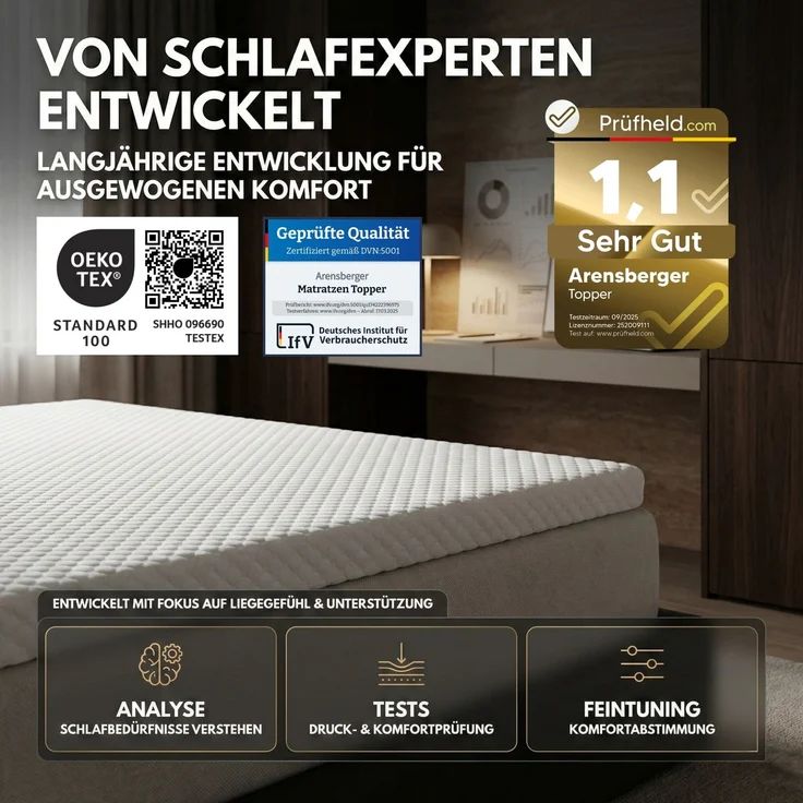 Topper SOFT 90x200cm, Memory Foam Matratzentopper, waschbarer Bezug, geeignet für Federkern & Schaumstoff Matratzen, H2, Matratzenauflage Höhe 5cm – Bild 2