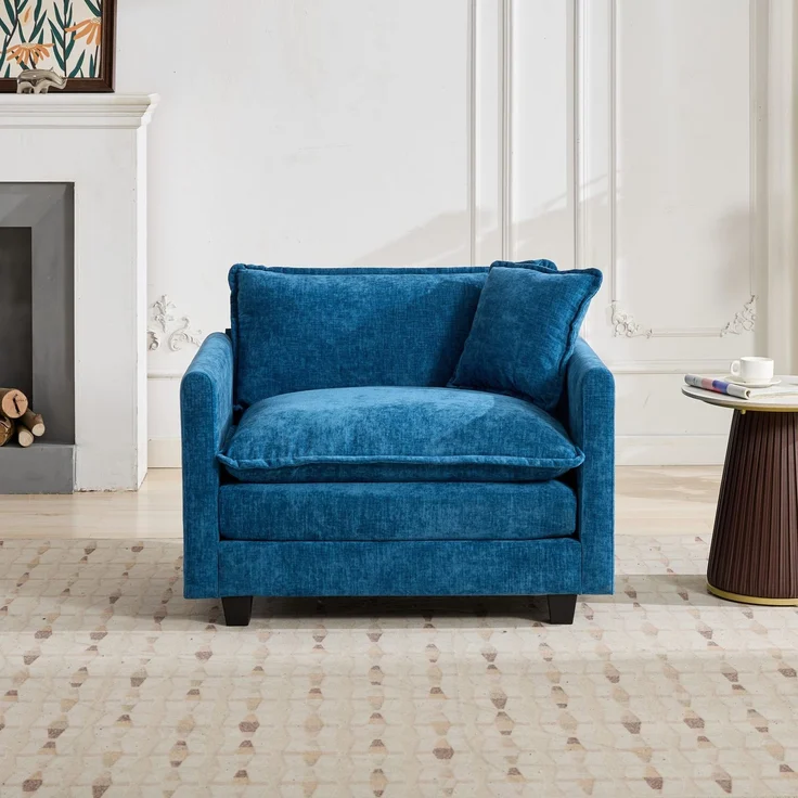 ZUBALIYA Sofa mit LED - Beleuchtung, mit Chenille - Bezug, mit Cordbezug, modular aufgebaut, aus Chenille, für Wohnzimmer und Apartments – Bild 3