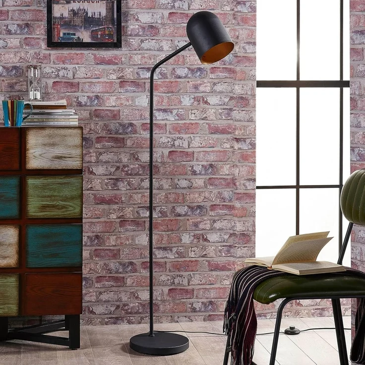 Lindby Stehlampe Morik, Metall, Schwarz IP20, 1 x 60 W – Bild 3