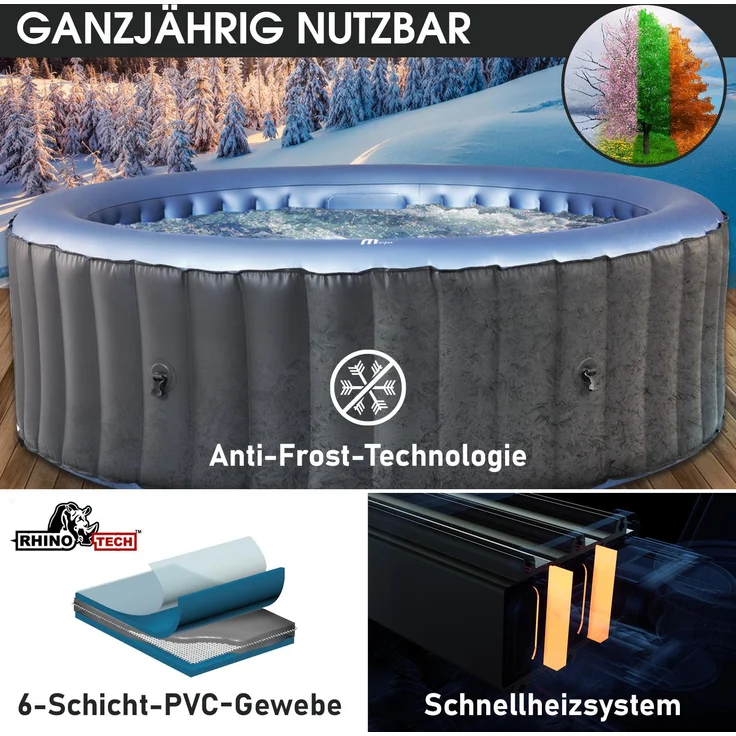 BRAST aufblasbarer Whirlpool 'MSpa Bergen', Ø 180 x 70 cm, für 4 Personen, Pool, Wellness & Massage-Spa – Bild 4