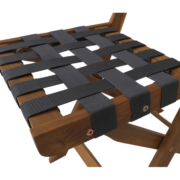 Garten-Set HWC-P70, Sitzgruppe Balkon-Set Garnitur 2x Stuhl Tisch, Seilgeflecht Akazie Holz klappbar ~ natur, grau – Bild 5