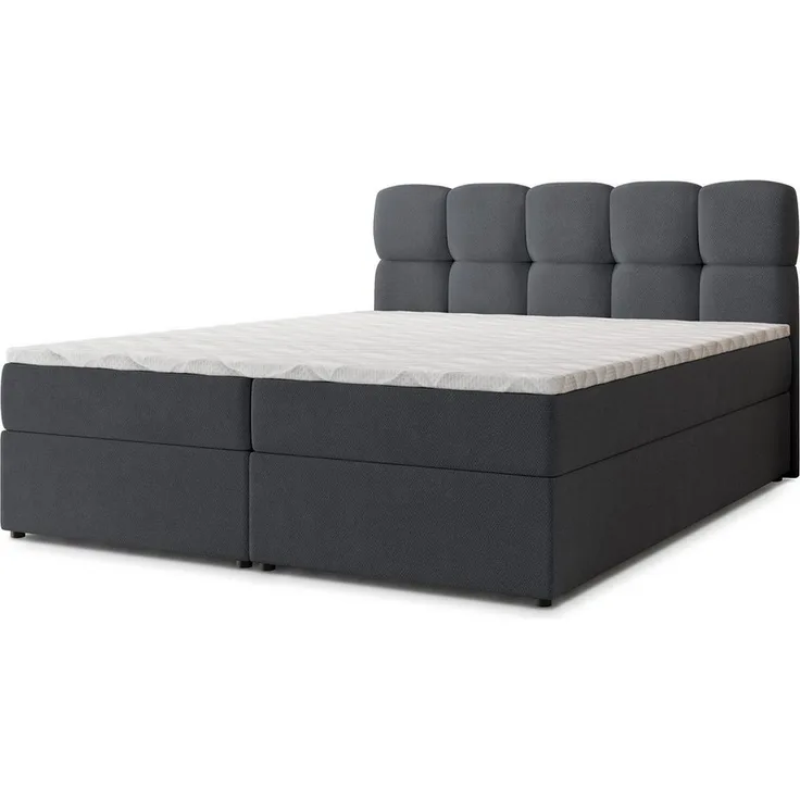 Masseno Boxbett MERU 160x200 cm, Polsterbett mit Bonell Matratze und Kaltschaum-Topper, Kopfteil in SORO 97, Doppelbett mit Bettkästen