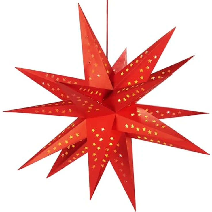 BRUBAKER LED Stern Weihnachtsstern für Innen - 60 cm XXL Leuchtstern - Hängend, Batteriebetrieben mit Timer, LED fest integriert, Warmweiß, Adventsstern für Fensterdeko Weihnachtsdeko - Papierstern Weihnachten – Bild 7