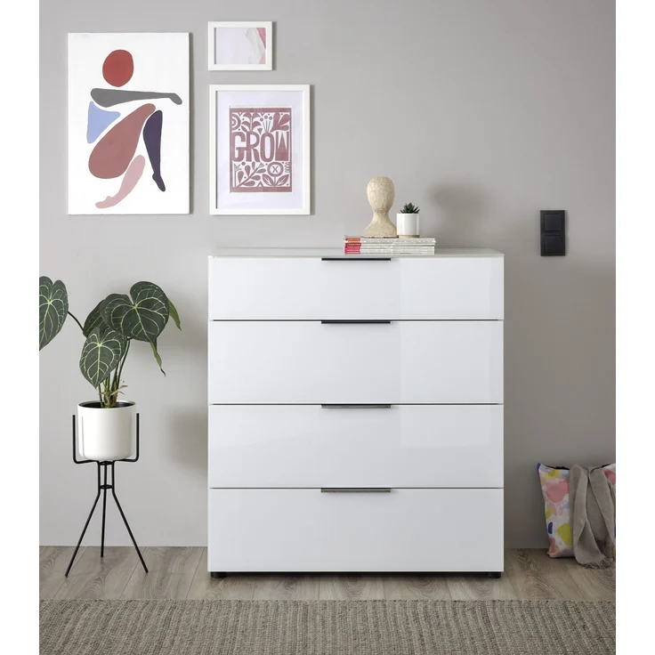 Kommode >Sean< in Weiß, - 90x99x40 cm ( BxHxT) – Bild 9