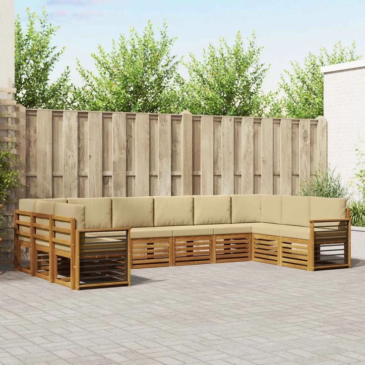 vidaXL Outdoor-Sofagarnitur 10 stk. 10-Sitzer Natur und Beige 3375573 – Bild 1