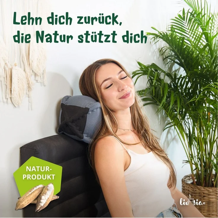 livasia Nackenstützkissen Papayakissen, vegan und handgefertigt, Ø 13x43 cm, Kapok – Bild 1