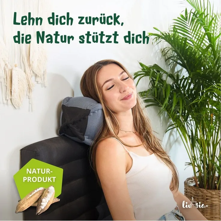 livasia Nackenstützkissen Papayakissen, vegan und handgefertigt, Ø 13x43 cm, Kapok