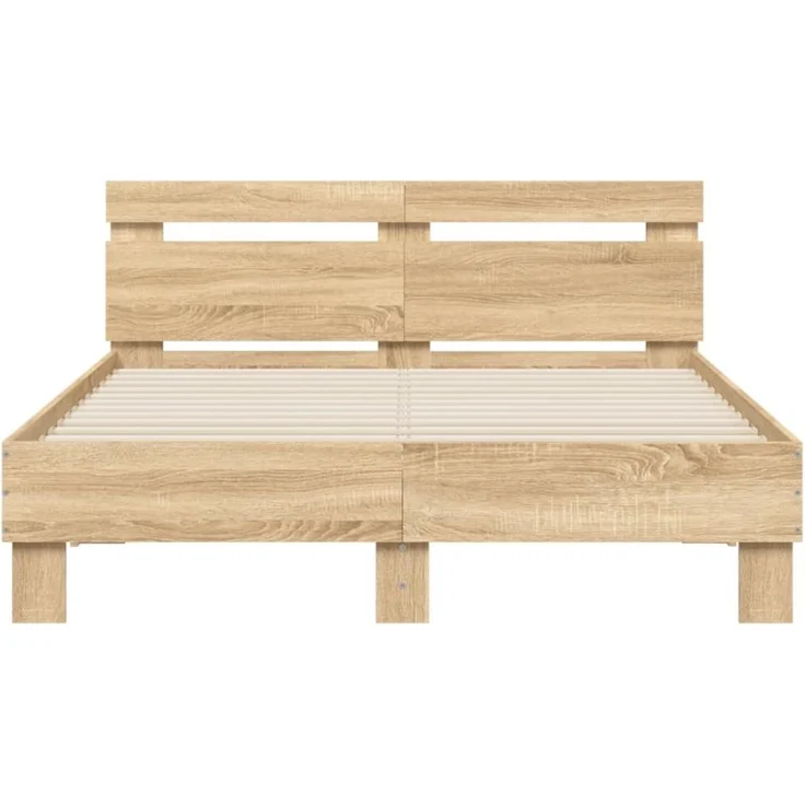 vidaXL Bettgestell mit Kopfteil LED-Beleuchtung Sonoma-Eiche 120x200cm 3207555 – Bild 4