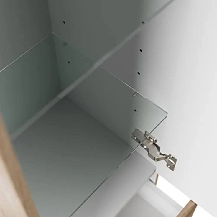 Hochschrank 120 cm eiche hell mit Glaseinlagen : Eiche hell – Bild 5