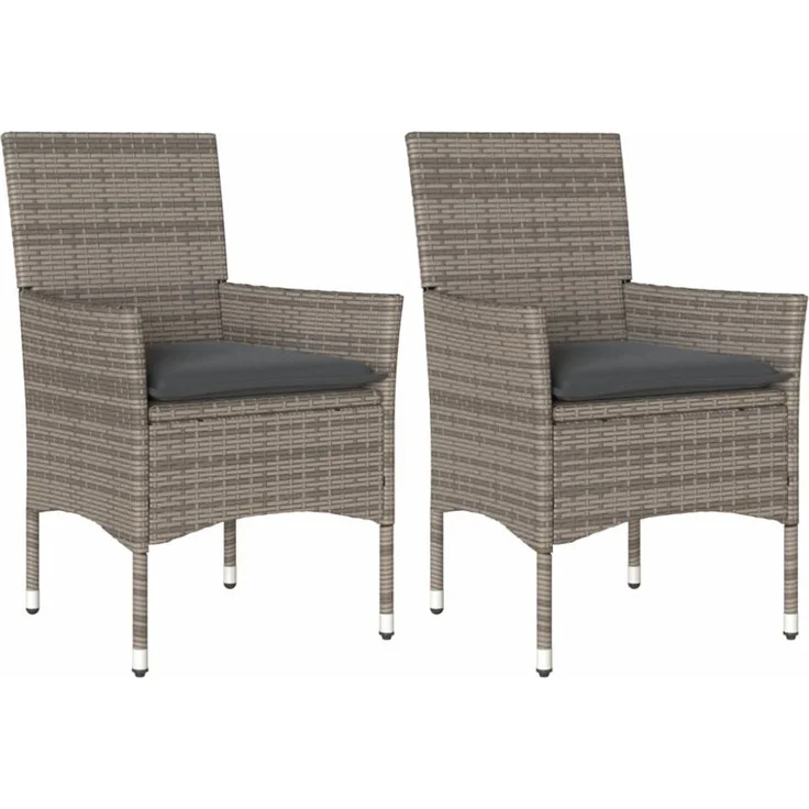 vidaXL Gartenstühle mit Kissen 2 Stk. Grau Poly Rattan 368111 – Bild 4