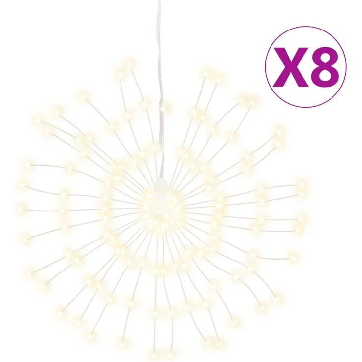 vidaXL Weihnachtsbeleuchtungen Feuerwerk 8 Stk. 140 LEDs Warmweiß 17cm 3190511 – Bild 2