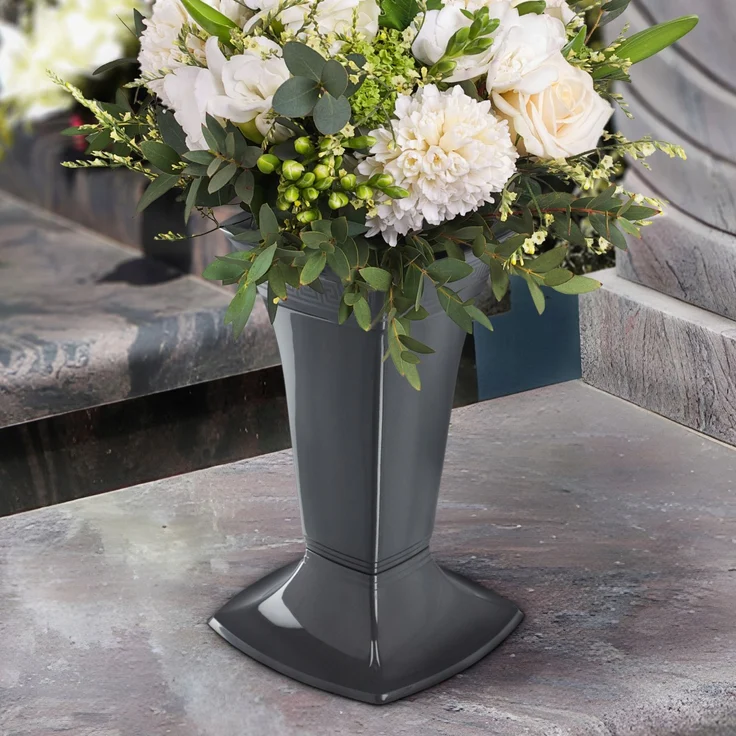 KADAX Vase für Friedhofsgrab, Grabsteinfläschchen, 30 cm, Graphit – Bild 2