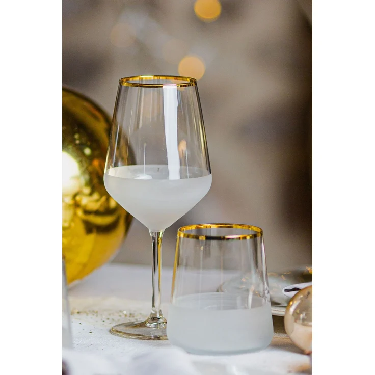 Hermia Concept 'Nish 530' Weingläser-Set (4-teilig), Gold / Transparent, 9,1 x 9,1 x 21,8 cm, 530 ml – Bild 2