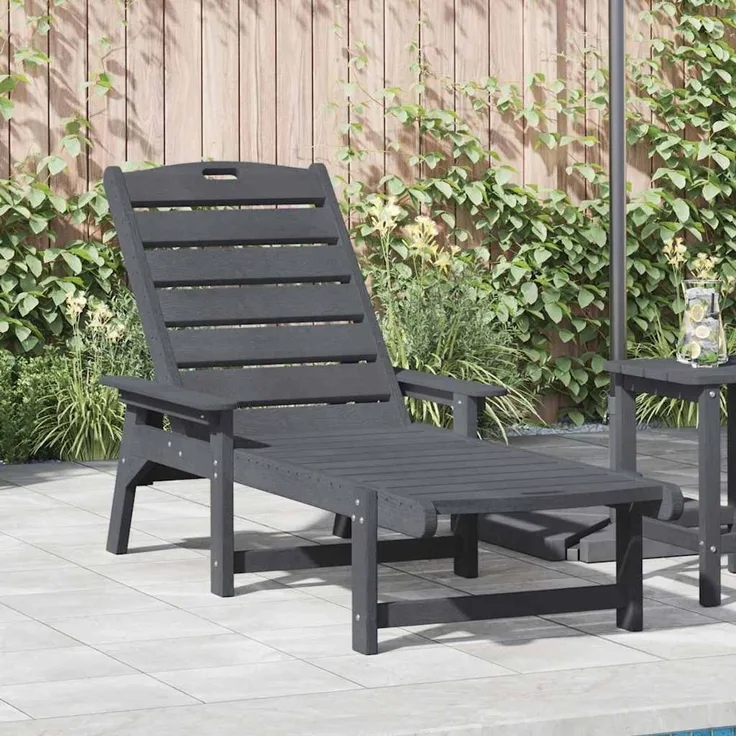 Sonnenliege, Gartenliege Hellgrau 195,5 x 53 x 98,5 cm HDPE