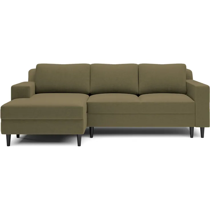 Selsey - Nalika L-förmiges Eckschlafsofa mit Behälter, linksseitiges olivfarbenes hydrophobes Velours