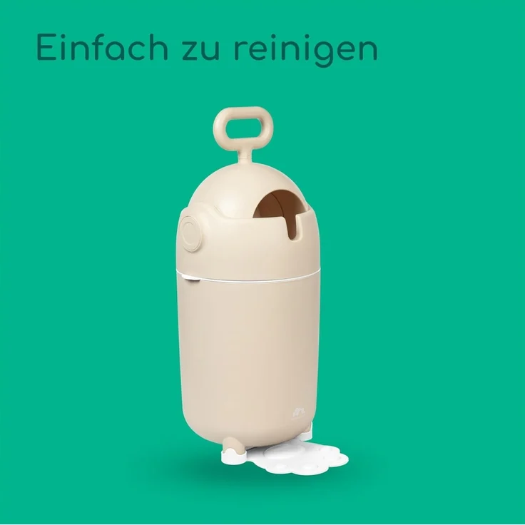 Bebeconfort geruchsdichter Windeleimer Größe M, Windeleimer, Deckel geruchsdicht, für alle Müllbeutel, für bis zu 20 Windeln, Bedienung mit einer Hand, praktische Größe, leicht zu reinigen, Sand – Bild 7