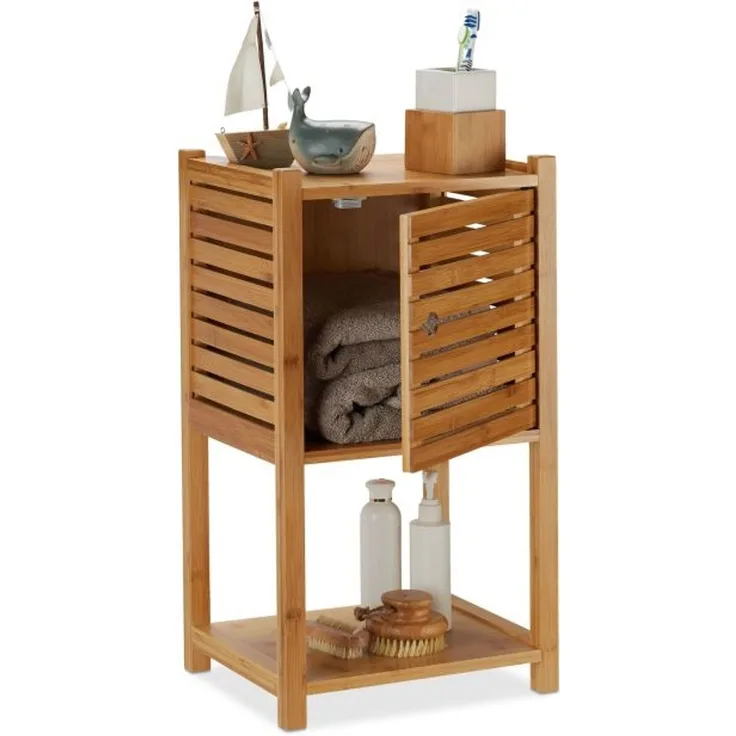 Relaxdays Badregal Bambus mit 3 Ebenen