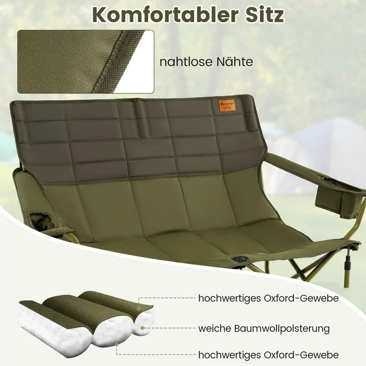 KOMFOTTEU Campingstuhl, Klappstuhl mit Getränkehaltern & Tragetasche, bis 272 kg – Bild 1