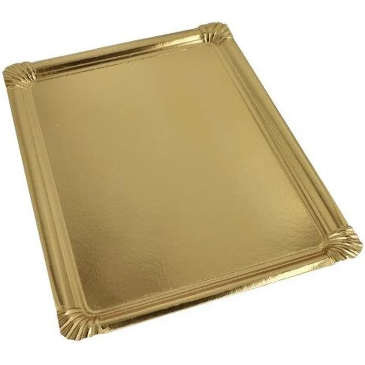 5 Servierplatten, Pappe, PET-beschichtet eckig 34 cm x 45,5 cm gold – Bild 3